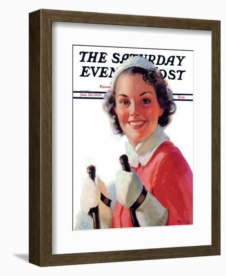 "Ready to Go Downhill," Saturday Evening Post Cover, January 28, 1939-Walt Otto-Framed Giclee Print