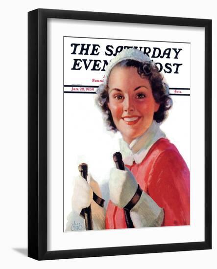 "Ready to Go Downhill," Saturday Evening Post Cover, January 28, 1939-Walt Otto-Framed Giclee Print