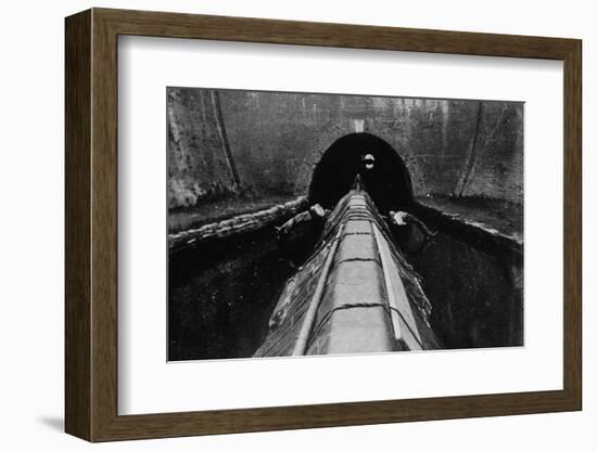 Ready to start 'legging' a canal boat, London, c1890 (1903)-Unknown-Framed Photographic Print