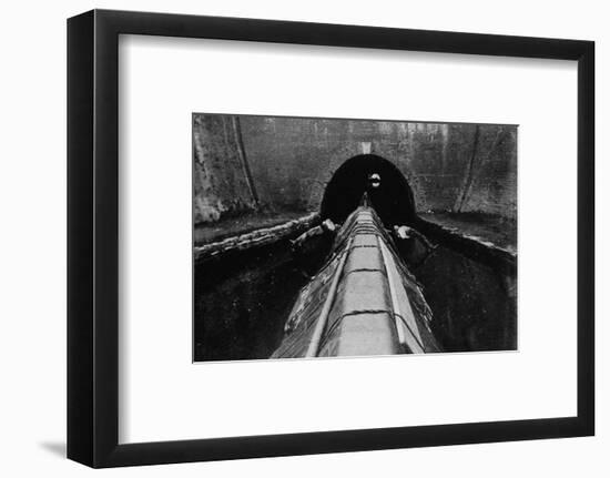 Ready to start 'legging' a canal boat, London, c1890 (1903)-Unknown-Framed Photographic Print