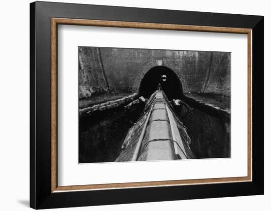 Ready to start 'legging' a canal boat, London, c1890 (1903)-Unknown-Framed Photographic Print