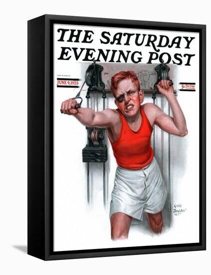 "Readying for Rematch," Saturday Evening Post Cover, June 9, 1923-Leslie Thrasher-Framed Premier Image Canvas