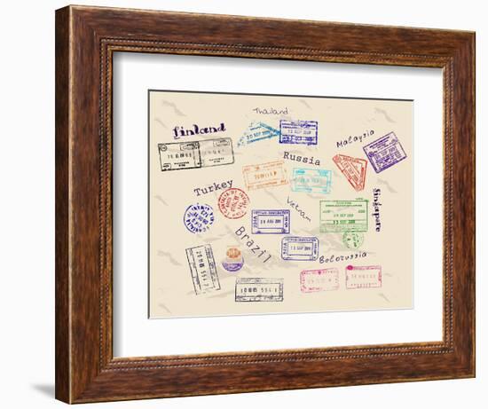 Real Visa Stamps From 9 Countries-yunna-Framed Art Print