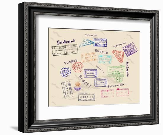 Real Visa Stamps From 9 Countries-yunna-Framed Art Print