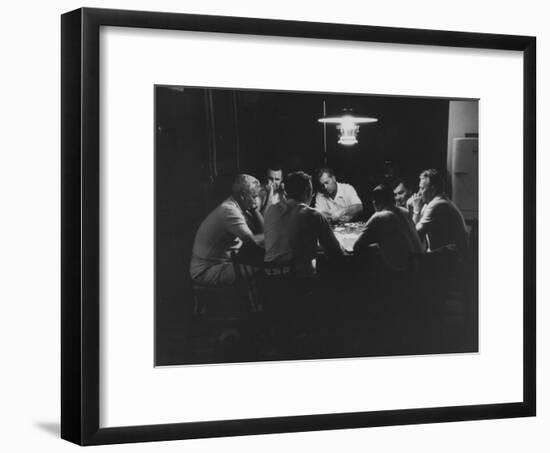 Realtor Brothers Frank Mackle and Elliott Mackle Playing Poker-null-Framed Premium Photographic Print