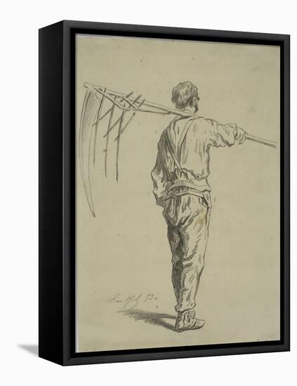 Reaper Carrying a Scythe on His Shoulder, Back View-Pierre Edmond Alexandre Hedouin-Framed Premier Image Canvas