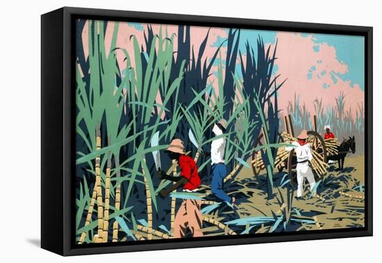 Reaping Sugar Canes in the West Indies-Frank Newbould-Framed Premier Image Canvas