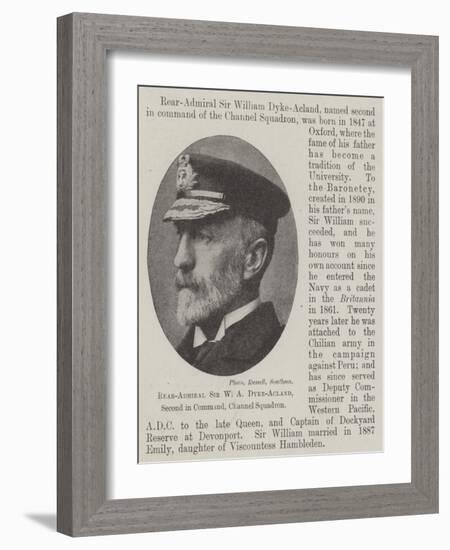 Rear-Admiral Sir W a Dyke-Acland, Second in Command, Channel Squadron-null-Framed Giclee Print