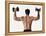 Rear View of a Man Holding Up Dumbbells-null-Framed Premier Image Canvas