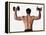 Rear View of a Man Holding Up Dumbbells-null-Framed Premier Image Canvas