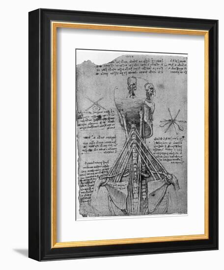 Rear View of a Skeleton Showing the Sinews of the Neck, Late 15th or Early 16th Century-Leonardo da Vinci-Framed Giclee Print