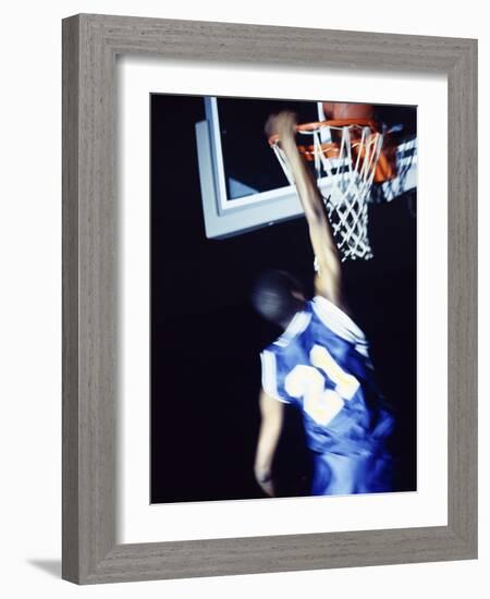 Rear View of a Teenage Boy Playing Basketball-null-Framed Photographic Print