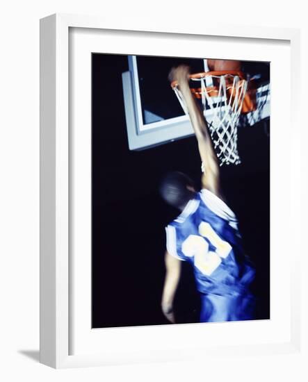 Rear View of a Teenage Boy Playing Basketball-null-Framed Photographic Print