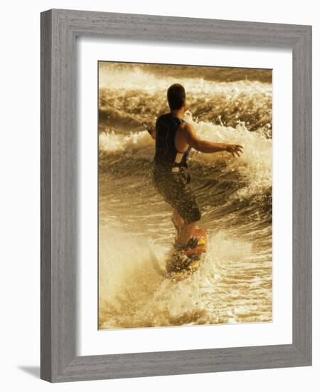 Rear View of a Young Man Wakeboarding-null-Framed Photographic Print