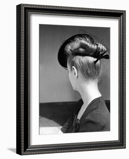 Rear View of Model in Hat W Veil and Bow at Back over Upswept Hair-Alfred Eisenstaedt-Framed Photographic Print