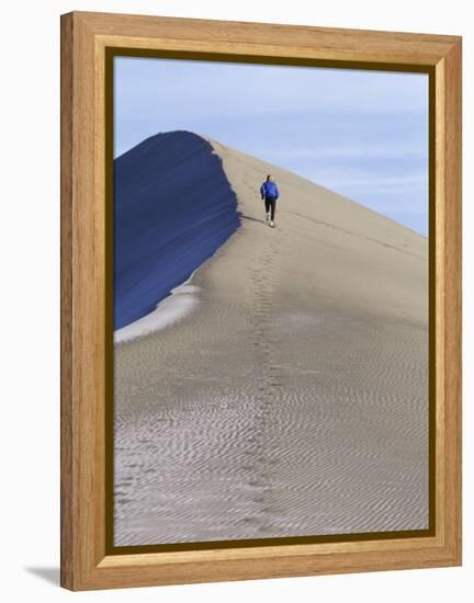 Rear View of Woman Running Up a Sand Dune-null-Framed Premier Image Canvas