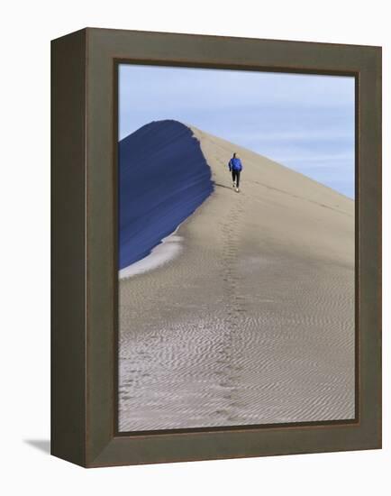 Rear View of Woman Running Up a Sand Dune-null-Framed Premier Image Canvas