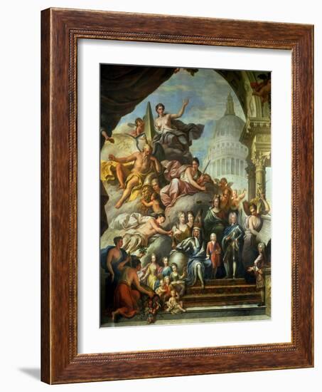 Rear Wall Painting of the Upper Hall Glorifying George I (1660-1727) and the House of Hanover,…-Sir James Thornhill-Framed Giclee Print