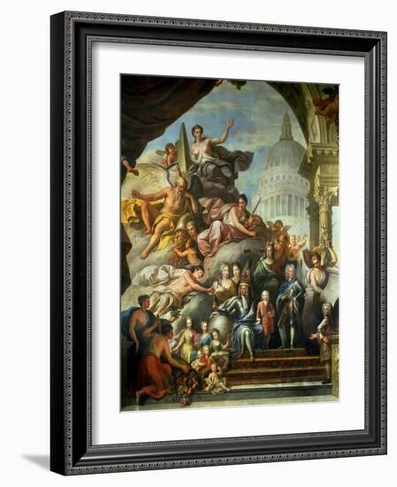 Rear Wall Painting of the Upper Hall Glorifying George I (1660-1727) and the House of Hanover,…-Sir James Thornhill-Framed Giclee Print