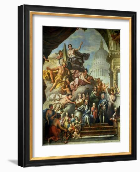 Rear Wall Painting of the Upper Hall Glorifying George I (1660-1727) and the House of Hanover,…-Sir James Thornhill-Framed Giclee Print