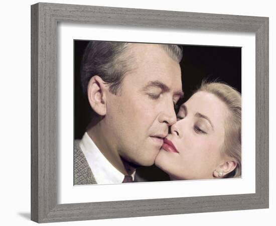 REAR WINDOW, 1954 directed by ALFRED HITCHCOCK James Stewart and Grace Kelly (photo)-null-Framed Photo