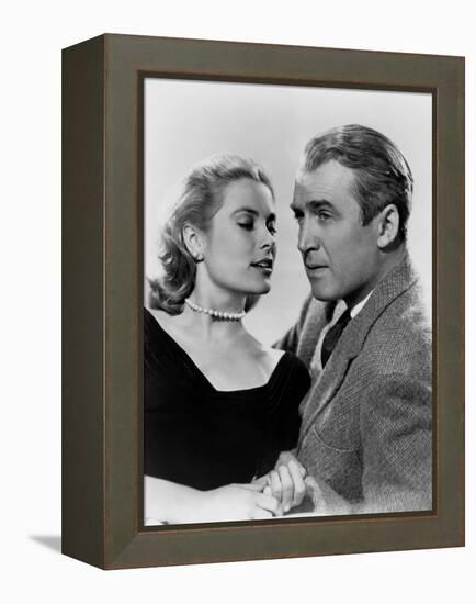 REAR WINDOW, 1954 directed byALFRED HITCHCOCK Grace Kelly and James Stewart (b/w photo)-null-Framed Stretched Canvas