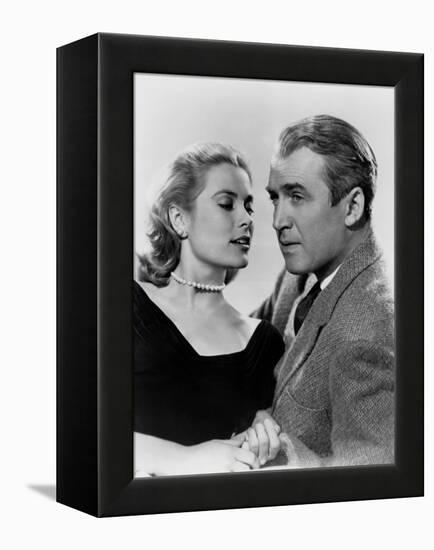 REAR WINDOW, 1954 directed byALFRED HITCHCOCK Grace Kelly and James Stewart (b/w photo)-null-Framed Stretched Canvas