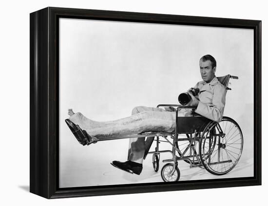 REAR WINDOW, 1954 directed byALFRED HITCHCOCK James Stewart (b/w photo)-null-Framed Stretched Canvas