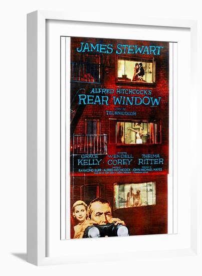 Rear Window, Bottom from Left: Grace Kelly, James Stewart on Poster Art, 1954-null-Framed Art Print
