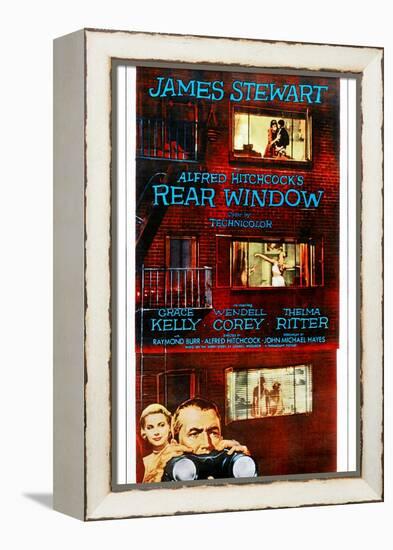 Rear Window, Bottom from Left: Grace Kelly, James Stewart on Poster Art, 1954-null-Framed Stretched Canvas