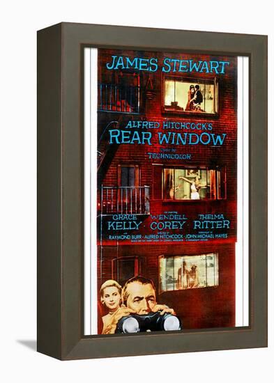 Rear Window, Bottom from Left: Grace Kelly, James Stewart on Poster Art, 1954-null-Framed Stretched Canvas