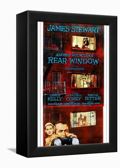 Rear Window, Bottom from Left: Grace Kelly, James Stewart on Poster Art, 1954-null-Framed Stretched Canvas