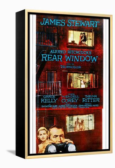 Rear Window, Bottom from Left: Grace Kelly, James Stewart on Poster Art, 1954-null-Framed Stretched Canvas