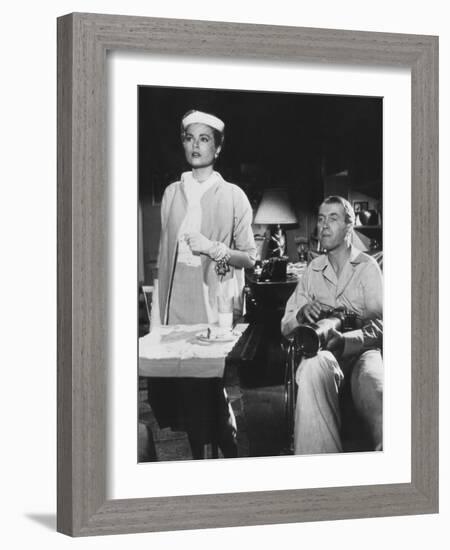Rear Window, from Left: Grace Kelly, James Stewart, 1954-null-Framed Premium Photographic Print