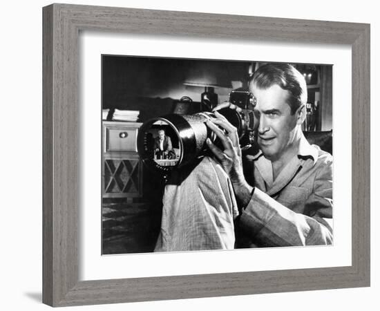 Rear Window, James Stewart, Raymond Burr (In Camera Lens), 1950-null-Framed Photo