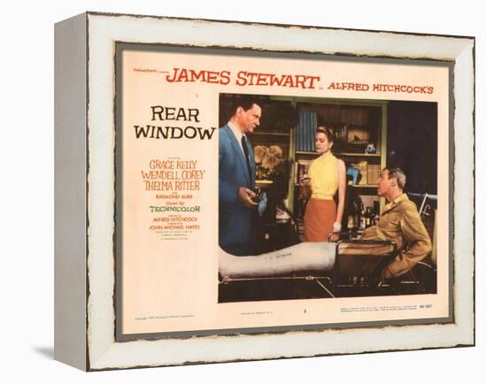 Rear Window, L-R, Wendell Corey, Grace Kelly, James Stewart, 1954-null-Framed Stretched Canvas