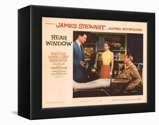 Rear Window, L-R, Wendell Corey, Grace Kelly, James Stewart, 1954-null-Framed Stretched Canvas