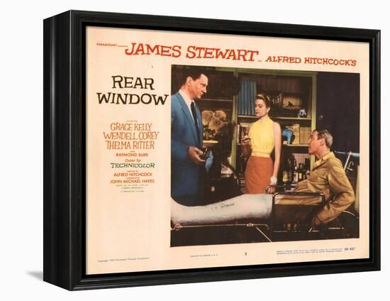 Rear Window, L-R, Wendell Corey, Grace Kelly, James Stewart, 1954-null-Framed Stretched Canvas
