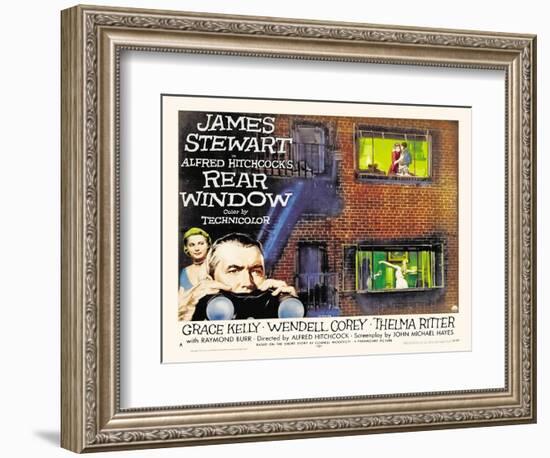 Rear Window, UK Movie Poster, 1954-null-Framed Premium Giclee Print