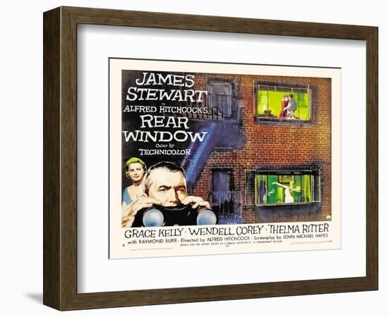 Rear Window, UK Movie Poster, 1954-null-Framed Premium Giclee Print