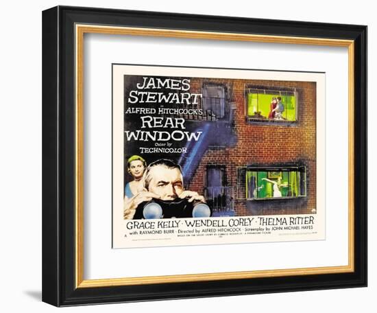 Rear Window, UK Movie Poster, 1954-null-Framed Premium Giclee Print