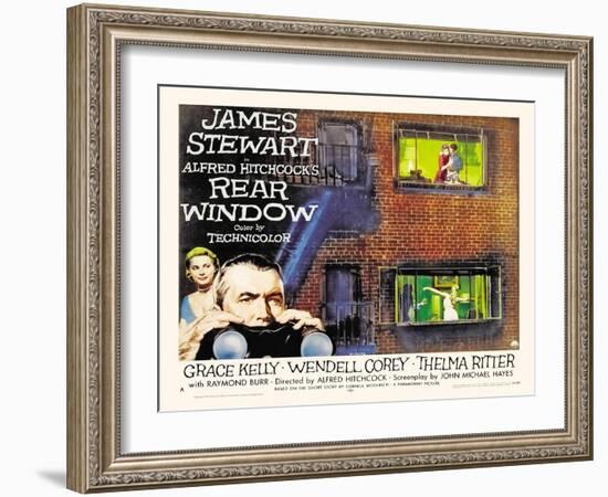 Rear Window, UK Movie Poster, 1954-null-Framed Art Print