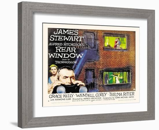 Rear Window, UK Movie Poster, 1954-null-Framed Art Print