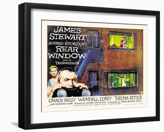 Rear Window, UK Movie Poster, 1954-null-Framed Art Print