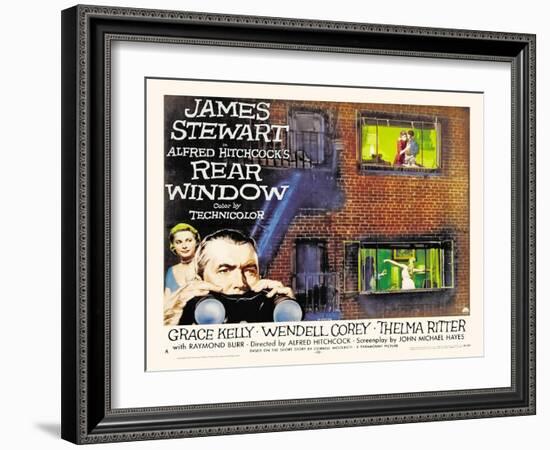 Rear Window, UK Movie Poster, 1954-null-Framed Art Print