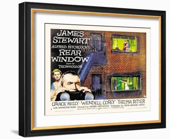 Rear Window, UK Movie Poster, 1954-null-Framed Art Print