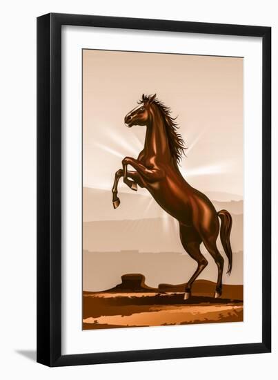 Rearing Horse Illustration-duallogic-Framed Art Print