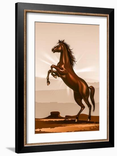 Rearing Horse Illustration-duallogic-Framed Art Print