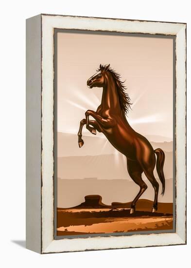 Rearing Horse Illustration-duallogic-Framed Stretched Canvas