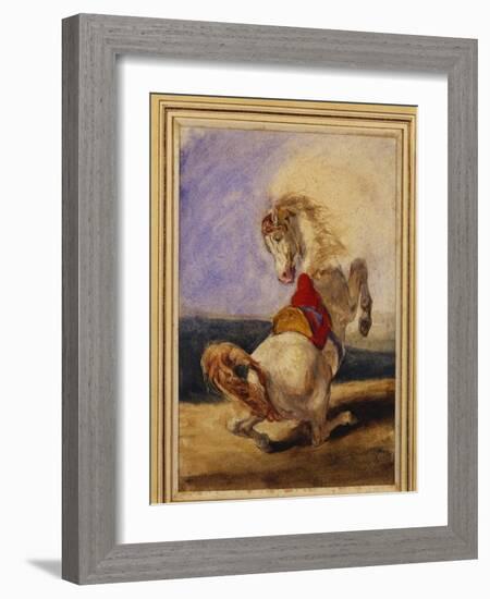 Rearing Horse-Eugene Delacroix-Framed Giclee Print